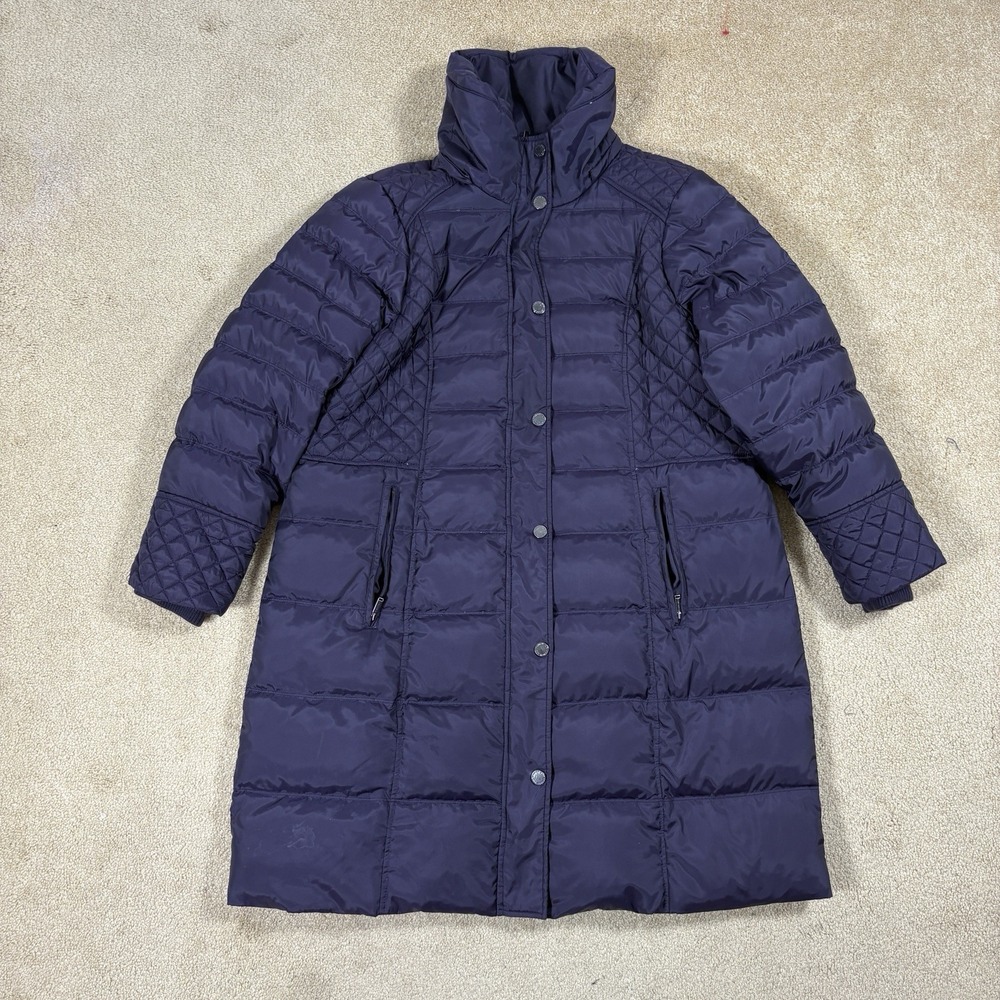 London Fog Womens Purple Quilted Down Feather Parka Coat 1X
